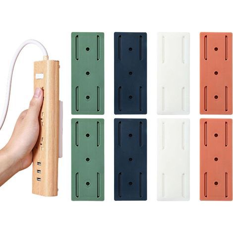 Lot de 8 fixations adhésives pour prises de bureau, sans perçage. (1/5)