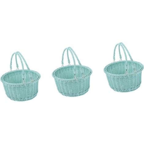 Panier tressé en bois avec anse en jonc de mer pour ranger fruits, desserts et fleurs (1/5)