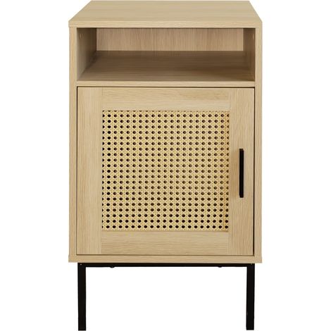 Table de chevet avec porte cannage en bois naturel 40 x 40 x 69 cm (1/5)