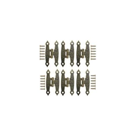 20 Stück Retro-Scharniere aus bronzefarbenem Metall für Schränke und Regale mit Schrauben – Dekorative Klappscharniere für kleine Boxen, Kisten, Möbel und Türen (1/5)