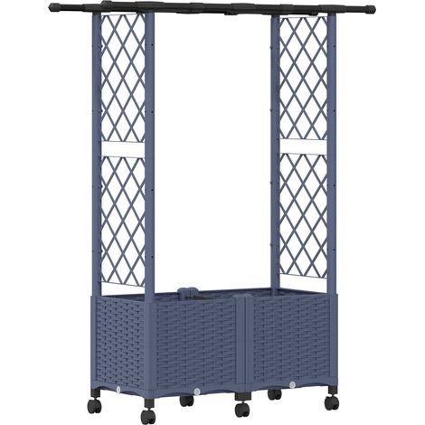 vidaXL Cama elevada con trellis y techo Gris 124,5 x 40 x 142 cm PP (1/2)