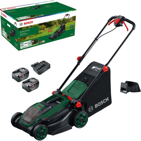 Bosch Akku-Rasenmäher ROTAK 18V2-38, 2x Akku PBA 18V 4.0 Ah und Ladegerät