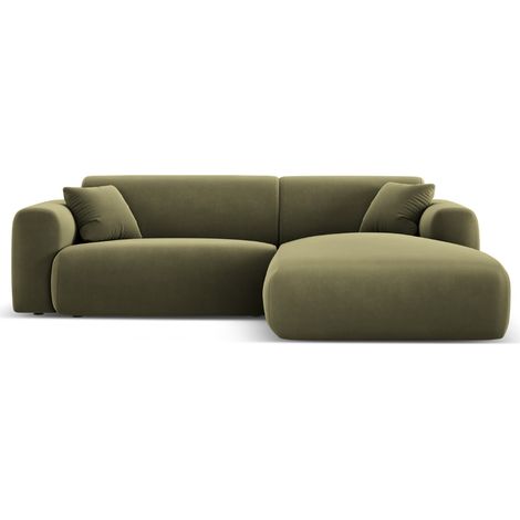 Canapé d'angle droit 4 places en velours vert clair (1/5)