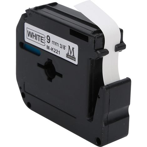 Ruban Étiqueteuse 9mm x8m Brother PT-65/70/80, Étiquettes imperméables anti-graisse, Bureau DIY, Fond blanc texte noir, Cartouche résistant, Fournitures scolaires (1/5)