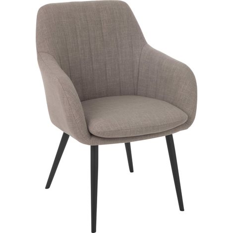 Chaise design taupe élégante assise confortable pieds métal gris - Taupe tissu et pieds métal noir (1/5)