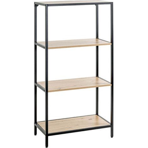 Étagère Bibliothèque 4 Niveaux "Miranda" 129cm Chêne & Noir (1/5)