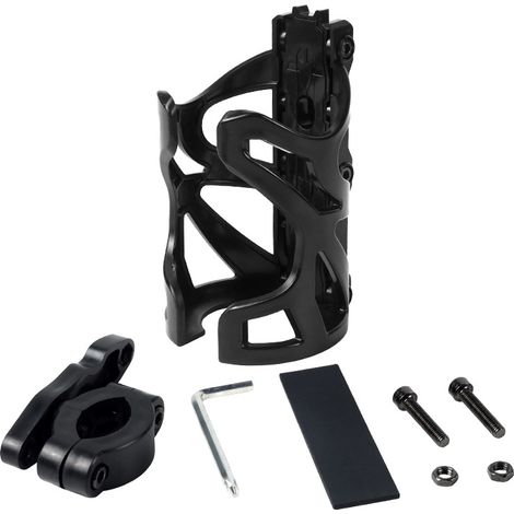 Porte-bouteille d'eau de vélo réglable noir, kit de montage complet avec pince, vis et clé allen, porte-gobelet universel pour vélo, scooter et poussette (1/5)