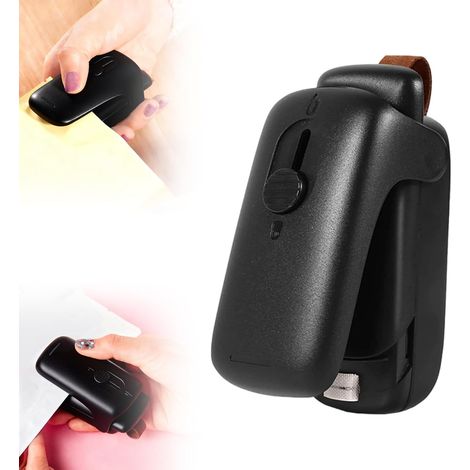 Scelleuse de sacs 2 en 1 avec cutter intégré, mini machine portable de thermoscellage, fonctionnant sur piles, pour sachets de snacks et sacs en plastique. (1/2)