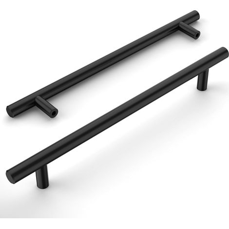 Amerdeco Lot de 12 Plein Poignee de Meuble Cuisine Entraxe 192mm Noir Acier Inoxydable Poignée Meuble Cuisine Poignées pour Placards Poignet de Porte Cuisine Poignet Meuble Cuisine (1/5)