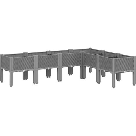 Fioriera rialzata per giardino terrazza con piedini leggera 160 x 120 x 42 cm PP grigio 020038173