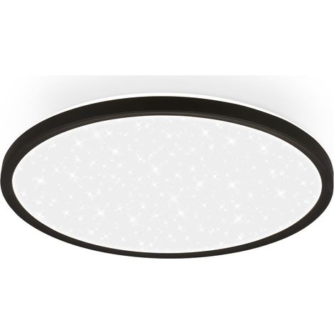 Briloner LED Deckenlampe Sternenhimmel 30x4 cm Rund 18W 2400lm 4000K Neutralweiß Backlight Schwarz - Deckenleuchte Wohnzimmer Schlafzimmer Büro