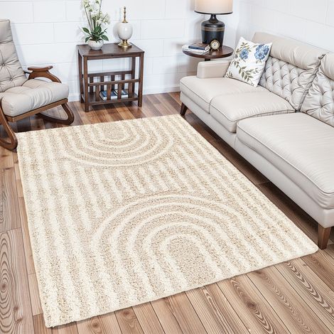 SURYA Tapis Shaggy Scandinave Blanc/Beige 160x220 cm (1/5)