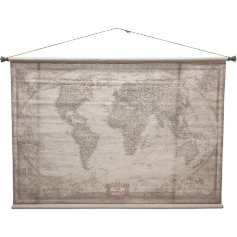 Quadro vintage stampa su tela arazzo da parete con mappamondo in tessuto 162 x h 107 cm