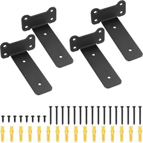 4 Pcs Equerre Etagere Murale, Equerre Murale Fixation Invisible, Support Étagère Flottants Robustes Noirs, Supports d'étagère pour étagère Armoire Montage ( noir 125MM)