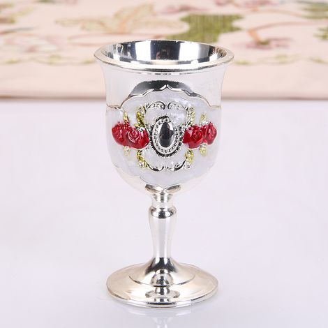 Verre à vin petit format (argenté, blanc et rouge), verre à vin blanc haut de gamme de style européen, pour une seule tasse