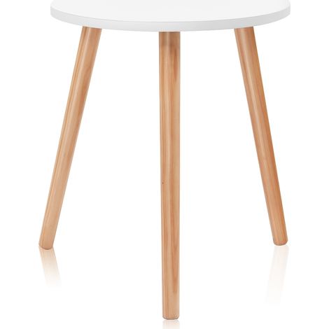 Tavolino moderno da caffè rotondo, Tavolino per salone piccoli spazi per salone camera da letto e balcone, Bianco (1/4)