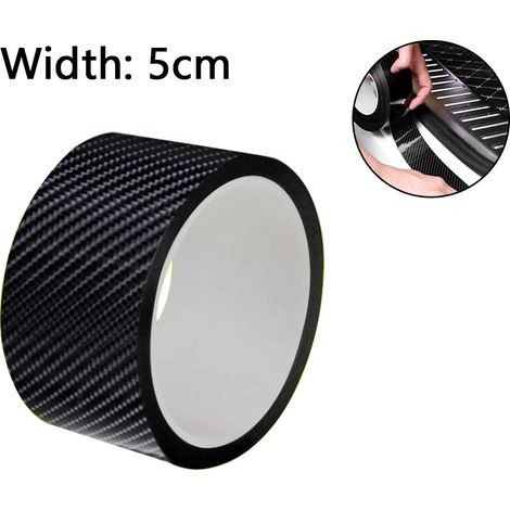 Protection de seuil de porte et de pare-chocs en fibre de carbone, film de protection pour voiture, vinyle brillant 5D, film auto-adhésif anti-collision, compatible avec la plupart des voitures, noir (1/5)