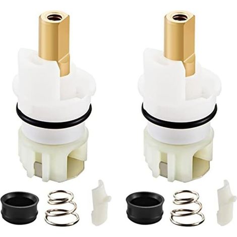 Lot de 2 Kit de réparation de robinet avec tige en laiton et plaque en acier inoxydable pour robinets d'eau chaude et froide (1/5)