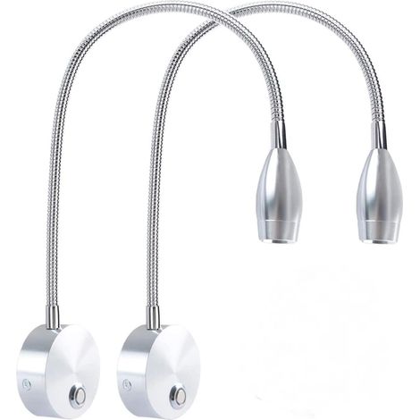 Lámpara de mesilla de noche, lámpara de lectura para dormitorio, LED táctil regulable de 3W (plateada, 2 unidades) (1/5)