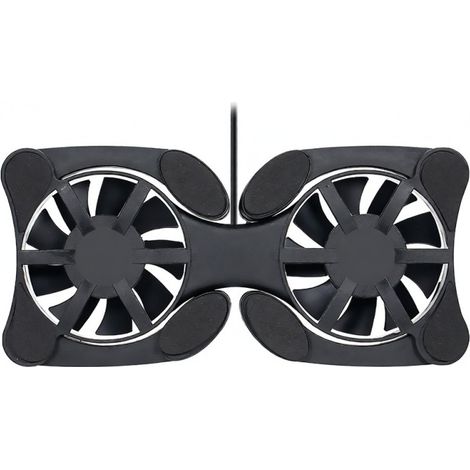 Mini support de refroidissement portable pliable USB à double ventilateur pour PC portable 7" à 15". (1/5)