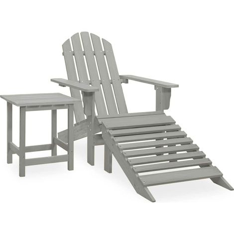 vidaXL Silla con otomana y mesa jardín Adirondack macizo abeto gris (1/5)