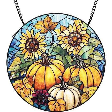 30 cmAttrape-soleil en vitrail fleurs colorées, panneau suspendu fenêtre, cadeau pour épouse maman (1/5)
