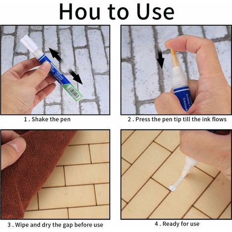 5 pièces de coulis blanc, imperméable, stylo réparation , pour carrelage mural, joint carrelage, sol, cuisine et salle bain (1/4)
