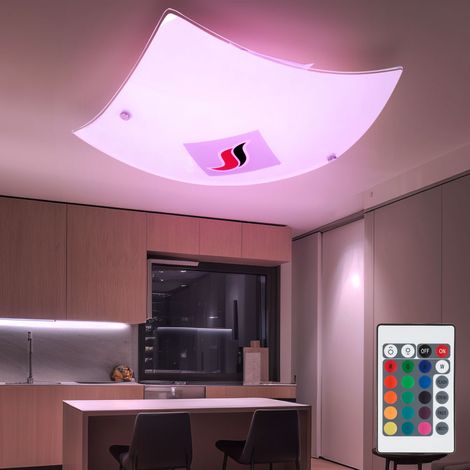 Plafonnier salon lampe en verre télécommande DIMMER flammes dans un ensemble comprenant des ampoules LED RGB