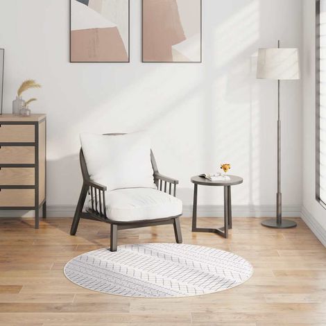 Tapis-Tapis de salon-Tapis Chambre lavable antidérapant φ120 cm noir et blanc 999367 (1/5)