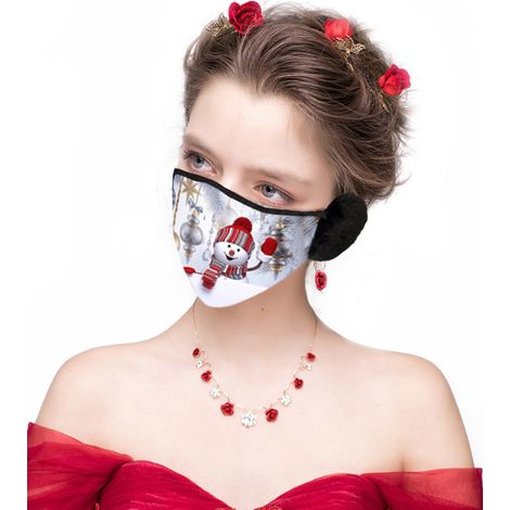 Weihnachtsmaske / Gesichtsmaske mit Ohrenklappen – Schneemann (1/4)