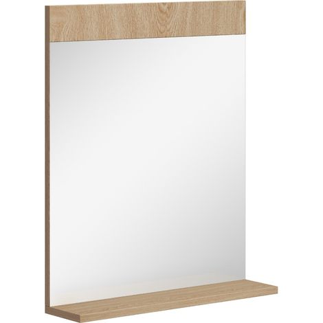Miroir mural Marraea avec étagère ouverte salle de bain entrée chêne (1/5)
