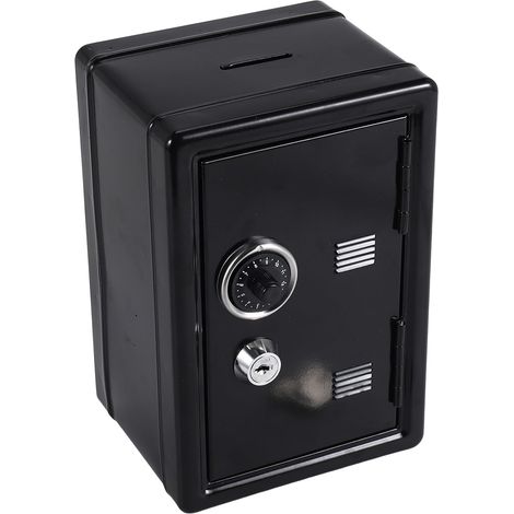 Coffre-Fort Organisateur de Bureau en Fer BoîTe DéCorative Tirelire en MéTal Mini Armoire BoîTe de Rangement D'Argent BoîTe de Rangement pour GarçOns, Noir (1/5)