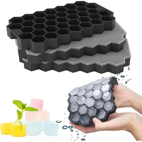 Silicone Ice Cube Tray, 3 Pcs Hexagonal Silicone Ice Cube Tray with Lid, Easy Release 111 Trays Ice Cube Tray for Baby Food, Whiskey Ice Cubes, Beer, Fruit Ice Cubes
