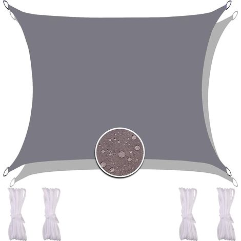 1 Voile d'ombrage, Étanche 2x5M, Protection UV 95%, Gris, Pour Jardin, Terrasse, Balcon (1/5)