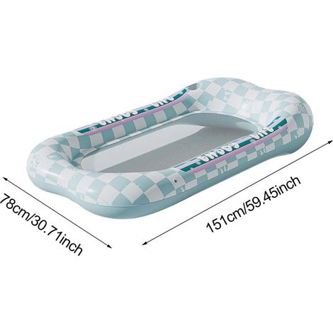 Bouées gonflables avec support en filet style chaise longue, parfaites pour les fêtes d'été au bord de la piscine.