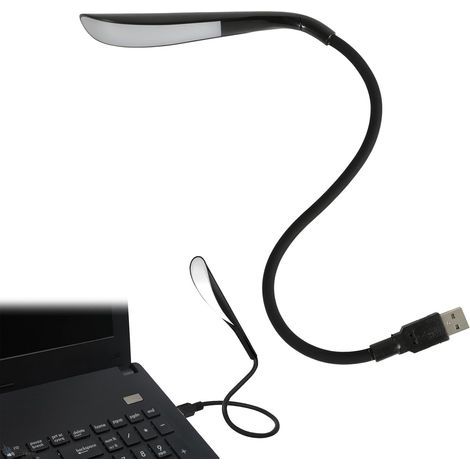 Mini USB Gooseneck Laptop Light, Dimmable Reading Light, Laptop Reading Lamp, Black (1/5)