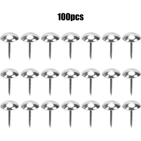 100 clous décoratifs pour meubles en laiton et fer antique, 11 x 17 mm, couleur argent (1/5)