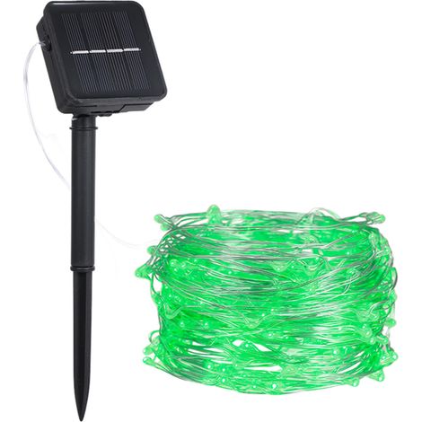 6W 10M/32,8Ft 100 LEDs Solarbetriebene Lichterkette aus Kupferdraht mit 8 verschiedenen Lichtmodi und -effekten, flexibel, biegsam, IP65 wasserdicht, integrierter 600mAh Akku, umweltfreundlich, für Ga (1/5)