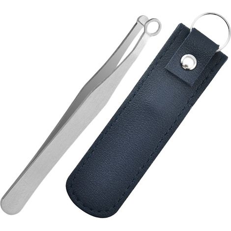 Tondeuse à poils de nez en acier inoxydable avec manchon en cuir (1/5)