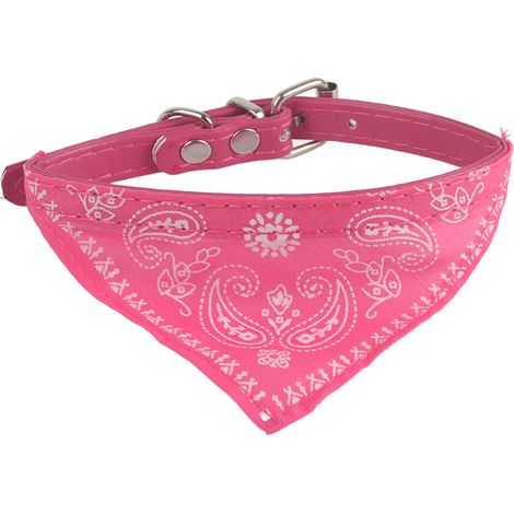Lätzchen mit ethnischem Muster für Katzen und kleine Hunde, Speichelabweisendes Handtuch, verstellbares Haustierhalsband (rosarot, Größe S)