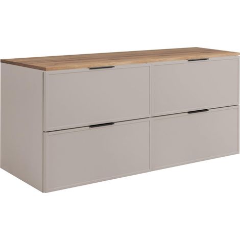 Mobiletto da bagno, Cashmere / Rovere Craft, maniglia nera, 160 ( 2 x 80) x 46 x 57 cm (1/5)