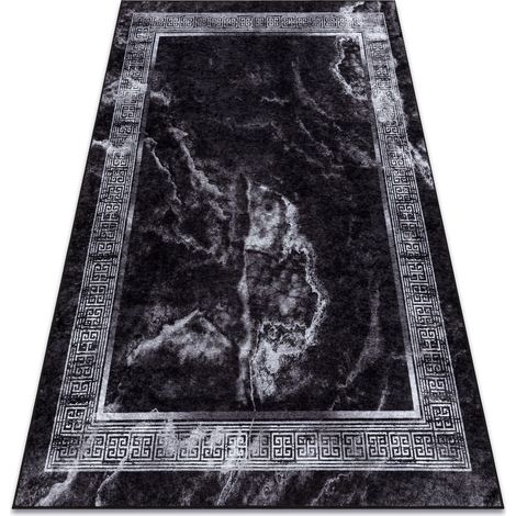 MIRO 51278.810 Waschteppich Marmor, griechisch Anti-Rutsch - schwarz / weiß black 80x150 cm