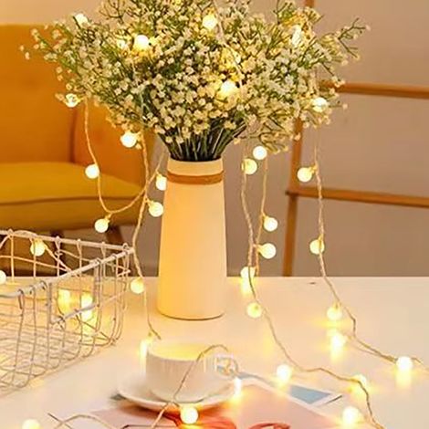 Petite boule lumineuse LED blanche d'ambiance, guirlande lumineuse étoilée, lampe de camping, petite boule lumineuse ronde pour décoration d'anniversaire (1/4)