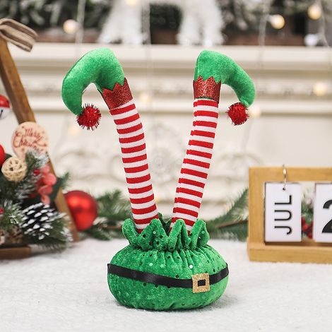 Jambes De Décoration De Noël - Coton Et Tissu - Pour Arbre De Noël Guirlande Intérieur Extérieur - 12 X 28 Cm - 1 Pièce (1/4)