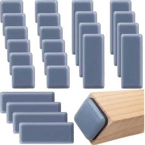 24PCS Patin Glissant PTFE Patins de Meubles Auto-adhésives Coulisses de Meubles Patins en téflon pour Meubles de Protection de Sol Gris(19x70mm 20x20mm) (1/5)