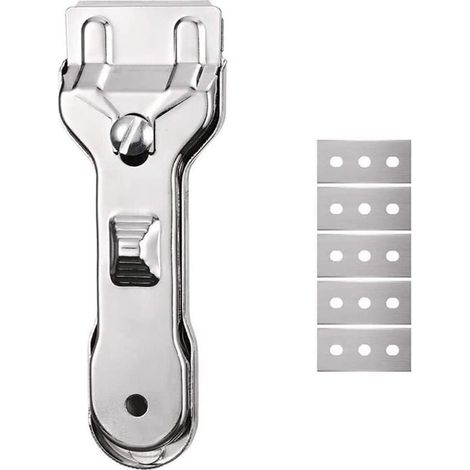 Raschietto per forno con 5 lame - Raschietto per piano cottura - Raschietto per vetro - Utensile raschietto in ceramica - Lama di ricambio per raschietto da forno - Raschietto per pentole in ceramica (1/5)