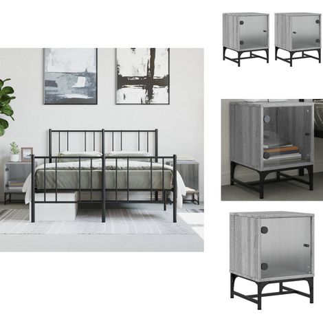 Tables de chevet et portes vitrées 2 pcs sonoma gris 35x37x50cm - Table De Chevet - Meubles De Chambre - Commode - Rangement Intérieur - Mobilier Moderne (1/5)