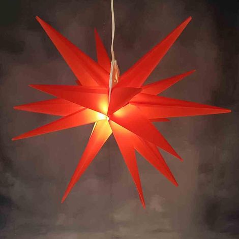 LED Stern Kunststoff rot Ø 35 cm 1 LED warmweiß, Timer 6/18 Stunden, IP44 (1/4)