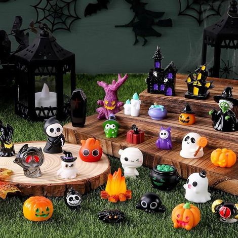 Ghosts Résine Décor Halloween,45pcs Ensemble Fantômes Effrayants Citrouilles,Décorations Miniatures Halloween, DECORS DE TABLE (1/5)