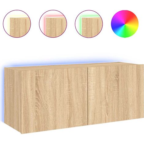Maison Exclusive - TV-Wandschrank mit LED-Leuchten Sonoma-Eiche 1 (1/5)